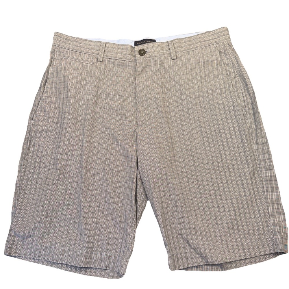 Banana Republic Preppy Mens Shorts Check Blue Plaid Pattern 100% Cotton  Size 34